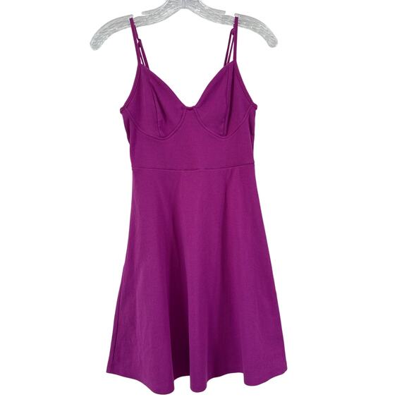 Y2K Milkmaid Babydoll Pink Ribbed Knit Skater Dress Size S Sleeveless Bodycon - Picture 4 of 10